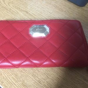 Women’s DNKY Red Quilted Leather Wallet NWOT